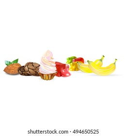 sweets and desserts, fruit vector