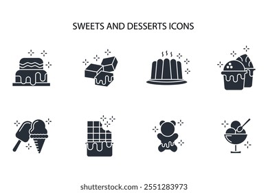 Sweets and desserts icon set.vector.Editable stroke.linear style sign for use web design,logo.Symbol illustration.