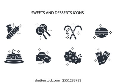 Sweets and desserts icon set.vector.Editable stroke.linear style sign for use web design,logo.Symbol illustration.