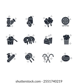 Sweets and desserts icon set.vector.Editable stroke.linear style sign for use web design,logo.Symbol illustration.