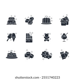 Sweets and desserts icon set.vector.Editable stroke.linear style sign for use web design,logo.Symbol illustration.