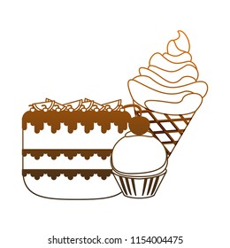 Sweets and desserts orange lines