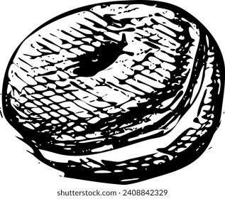 Sweets donut ink sketch vector