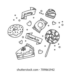 sweets doodle isolated on white background