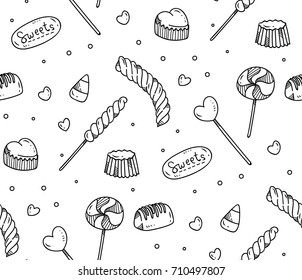 Sweets doodle seamless background