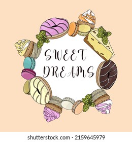 Fondo de doodles dulces para la cafetería