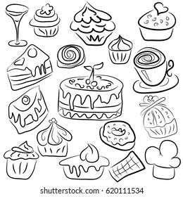 Sweets drawn by outline