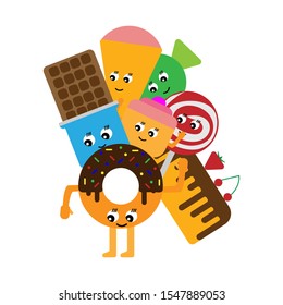sweets with face vector isolated