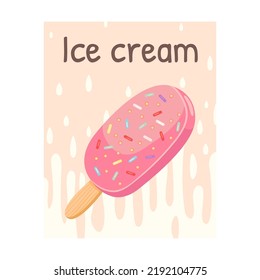 Sweets Flyer. Ice Creams Vector Illustration With Text. Food And Dessert Concept For Confectionery Poster