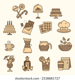 SWEETS - FOOD - DRINKS ICON SET