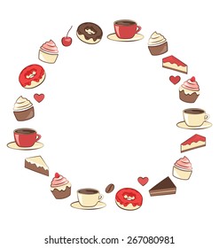 Sweets frame isolated on white background