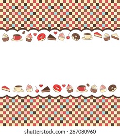 Sweets frame on mosaic background