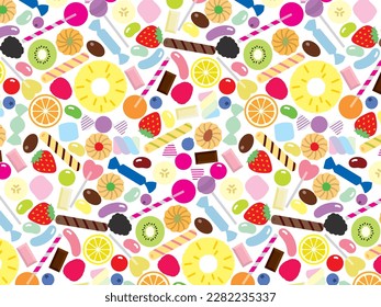 Sweets and fruit background illustration