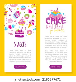 Sweets Hand Drawn Design with Cake and Ice Cream Dessert Vector Template