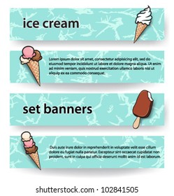 Sweets horizontal banners, with ice cream. vector illustration.
