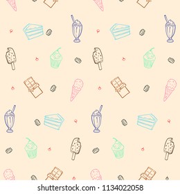 Sweets, ice cream  and cakes pattern