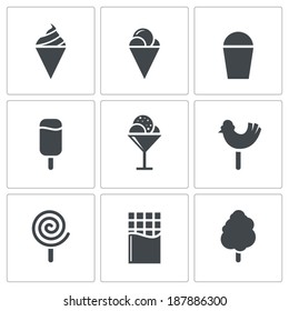 sweets and ice cream icon set