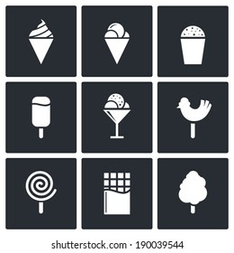 sweets and ice cream icon set