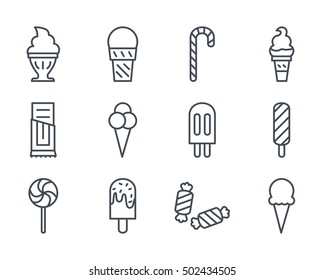 Sweets Ice Cream Icon Set Food Outlined