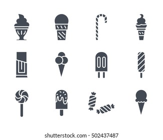 Sweets Ice Cream Icon Set Solid Food silhouette
