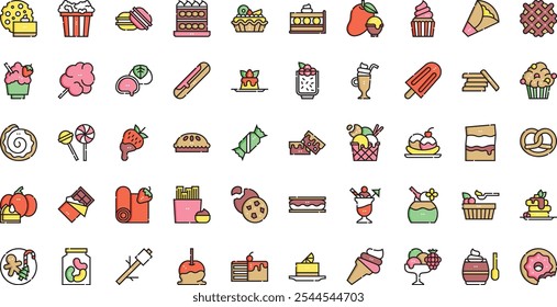 Sweets and ice creams icons High-Quality Vector Icons Collection with Editable Stroke. Ideal for Professional and Creative Projects.