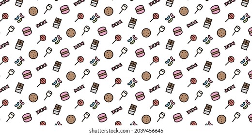 Sweets icon pattern background for website or wrapping paper (Color icon version)