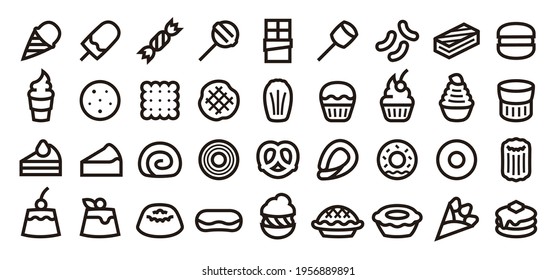 Sweets Icon Set (Bold outline version)