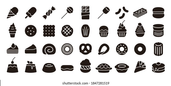 Sweets Icon Set (Flat Silhouette Version)