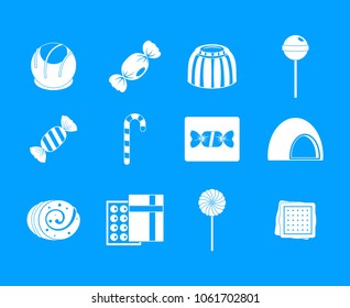 Sweets icon set. Simple set of sweets vector icons for web design isolated on blue background