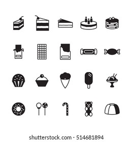 Sweets icon set. Vector.