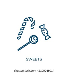 sweets icon. Thin linear sweets outline icon isolated on white background. Line vector sweets sign, symbol for web and mobile