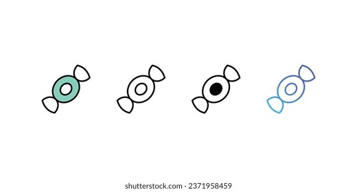 Sweets icons, color, line, glyph, gradient, Blue icon, Food icon in five variations stock illustration.