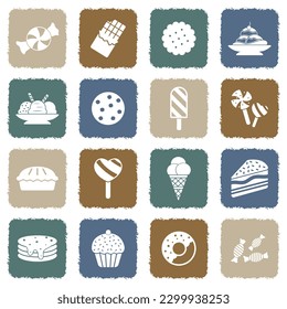 Sweets Icons. Grunge Color Flat Design. Vector Illustration.