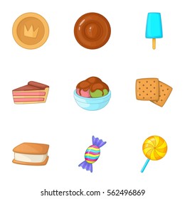 Sweets icons set. Cartoon illustration of 9 sweets vector icons for web