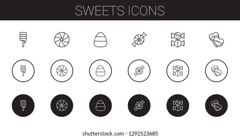 sweets icons set. Collection of sweets with sweet, candy. Editable and scalable sweets icons.