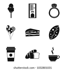 Sweets icons set. Simple set of 9 sweets vector icons for web isolated on white background