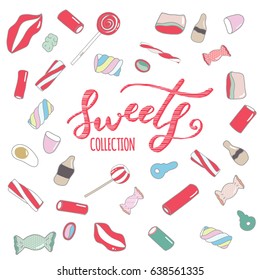 Sweets illustration hand drawn, candy, sweets collection