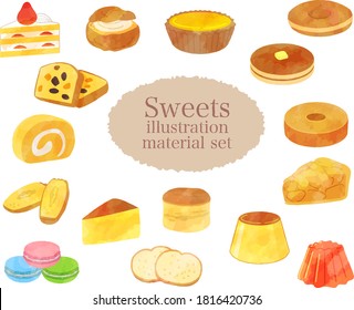 Sweets illustration material set / analog style