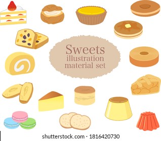 Sweets illustration material set / Vector