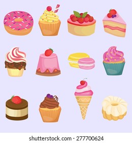 Sweets image design set for postcards, labels, decoration, stickers and other design and illustration needs. 