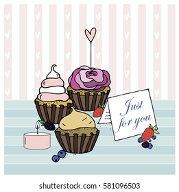 Sweets just for you illustration. Hand drawn vector stock illustration.