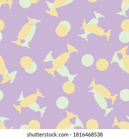 Sweets, lollipops, caramels. Seamless vector pattern.