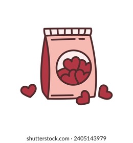 Sweets for a loved one. Kawaii doodle icon for Valentine's Day
