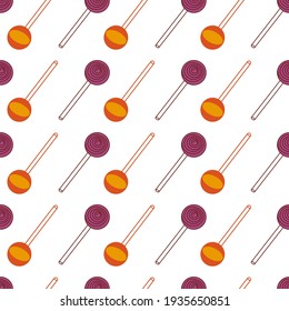 Sweets on sticks pattern. Idea for decors, ornaments, wallpapers, gifts, damask, celebrations, invitation, greeting, meeting, summer holidays, kitchen themes. Isolated vector.