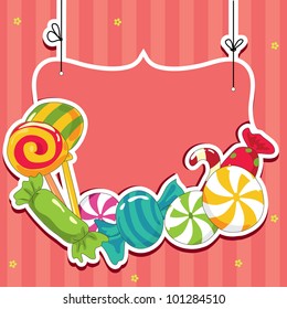 Sweets on strings. Vector illustration.