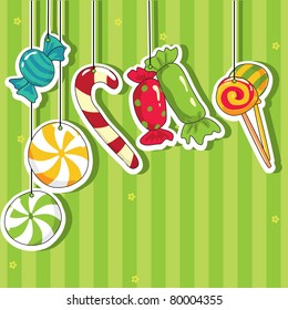 Sweets on strings. Vector illustration.