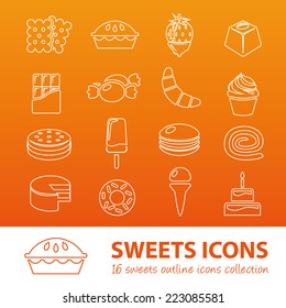 sweets outline icons