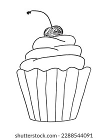 Sweets outline illustration vector image. Hand drawn cookie, muffin, sweets sketch image artwork. Simple original logo icon from pen drawing sketch.