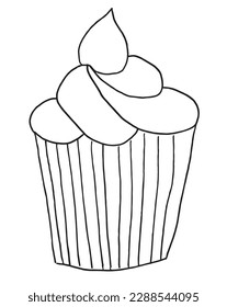 Sweets outline illustration vector image. Hand drawn cookie, muffin, sweets sketch image artwork. Simple original logo icon from pen drawing sketch.