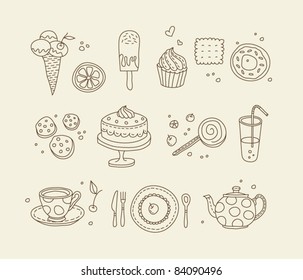 Sweets outlined icons